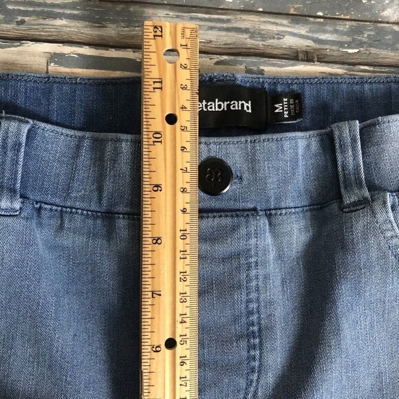 Betabrand Jeans Womens Medium Petite Blue Ankle Cropped Stretch Denim Pull On - Picture 7 of 10